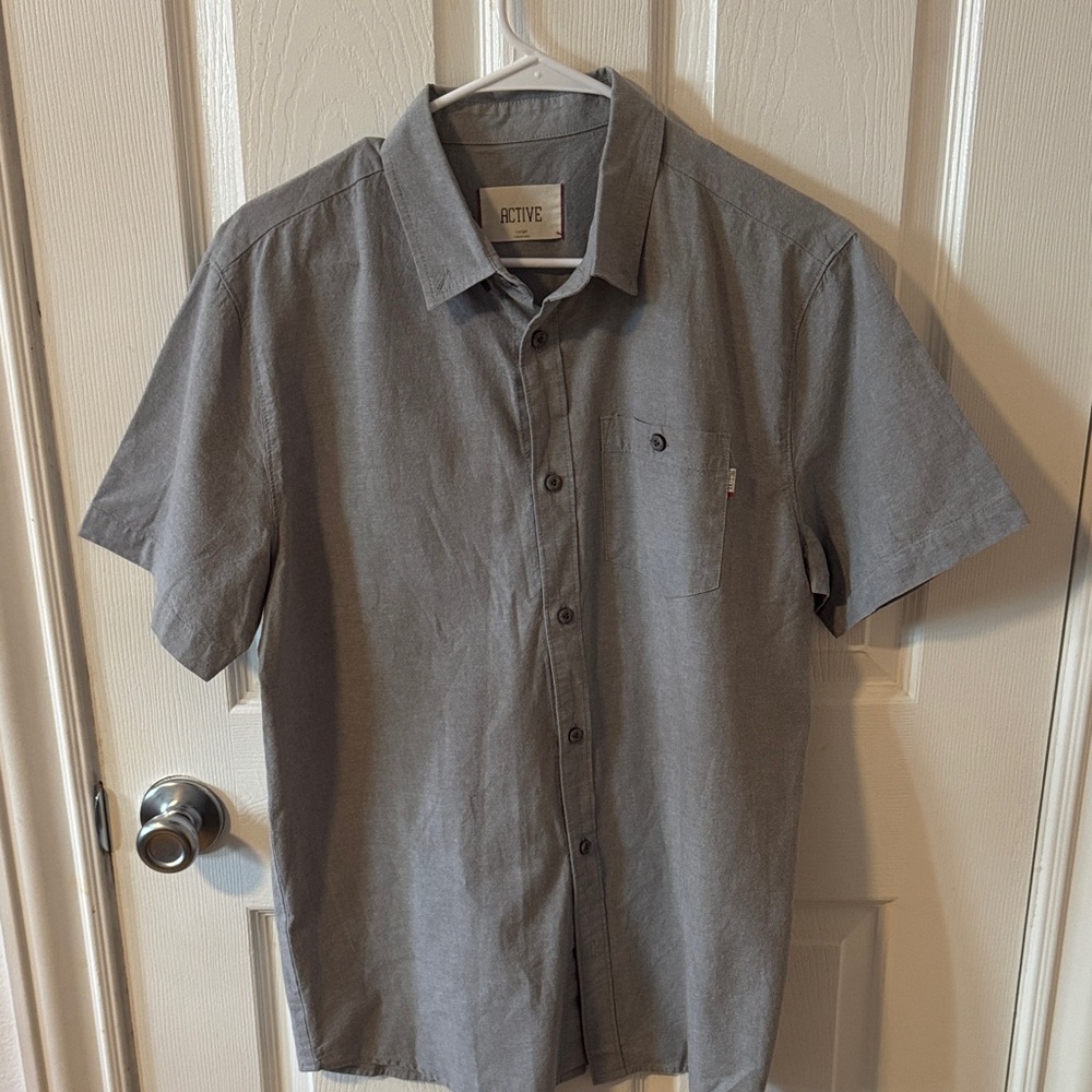 Active USA Men's Casual Gray Button Down Shirt